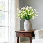 TURNMEON 20 Bundles Calla Lily (400 Heads) Artificial Flowers for Outdoors, Fake Plants UV Resistant Faux Plastic Fake Flowers for Indoor Planter Home Porch Yard Spring Summer Cemetery Decor(White)