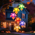 Fall Decor Thanksgiving Decorations Birthday Gifts for Women, Winzwon Solar Lights Outdoor Wind Chimes for Outside Garden Yard Patio Porch Decor Hanging Maple Leafed Halloween Autumn Decorations