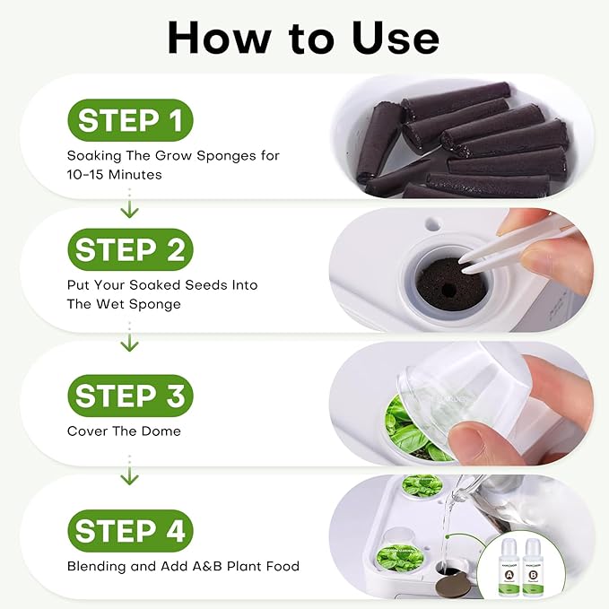 Ahopegarden 120 Pcs Seed Pod Kit for Aerogarden, Highly Breathable Hydroponics Replacement Pods Compatible with Most Indoor Hydroponic Systems,120 Grow Sponges & 120 Pod Labels