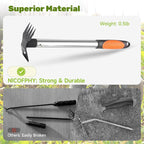 NICOFPHY Weed Puller Tool 2 Pack, 2 in 1 Manual Weeding Rake and Garden Hoe, 17" Uprooting Weeder Remover Tool for Yard Lawn Patio and Garden, Portable Gardening Hand Tools for Veggies Flower Planting