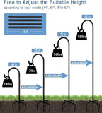 Artigarden 92 Inch Outdoor Shepherd Hooks with 5 Pronger Base (2 Packs), Adjustable Heavy Duty Garden Hanging Stand Holder for Bird Feeders Lanterns Planter Hanger, Matte Black