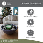 The HC Companies Shallow Planter with Drainage - Contemporary Garden Bowl Planter for Flowers, Herbs & More - Round Succulent Planter Pot for Indoors and Outdoors (24" Warm Gray, Pack of 1)