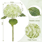 6Pcs Hydrangea Artificial Flowers Realistic Latex Texture for Spring Decoration Home Party Wedding Living Room Decoration 21''Light Green