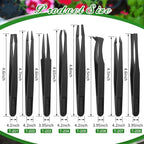 8 Pieces Carnivorous Plant Fly Trap Feeding Tweezers Food Tongs 8 Styles Black Tongs Carbon Fiber Food Tweezers for Pitcher Plants Butterwort Mealworm Feeding, 4.7 Inch Long