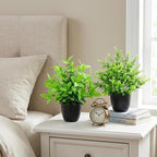 CEWOR Fake Plants 2 Pack Mini Potted Plants Bathroom Accessories Small Artificial Greenery Decorations for Bathroom Office Home Room Kitchen Table Indoor