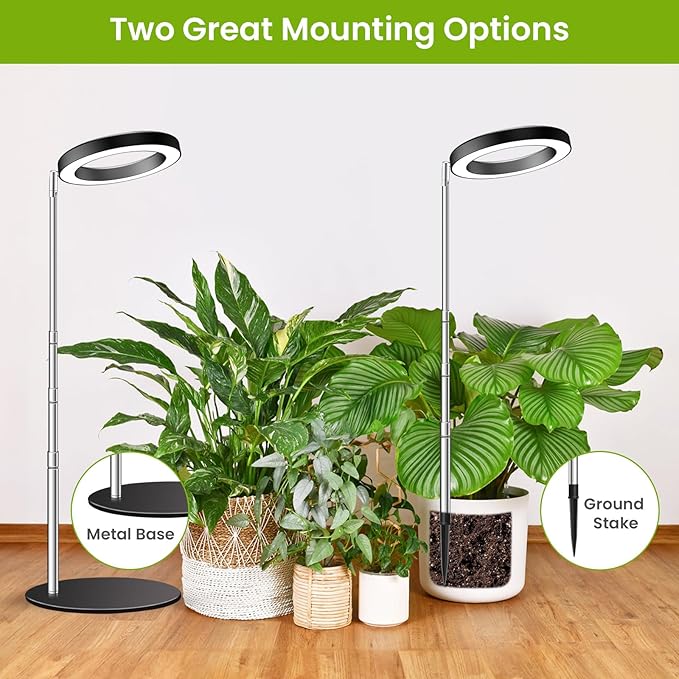 Kullsinss Grow Lights for Indoor Plants, 80 LEDs Full Spectrum Plant Light for Indoor Growing with 2 Mounting Options, 6/12/16H Timer, 3 Spectrum Modes, 37 in Height Adjustable Desk Grow Lamp (Black)