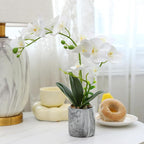 White Fake Orchids Flowers in Pot Bendable Faux Orchids Artificial Flowers Washable Silk Orchid Phalaenopsis Decor for Home Wedding Table Centerpiece Bathroom Office