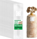 GREANER 4"x3"x20" Mushroom Grow Bags, 100 Packs 3 Mil Thick Durable Spawn Bag, 0.2 Micron Porosity Resistant High Pressure Mushroom Growing Supplies