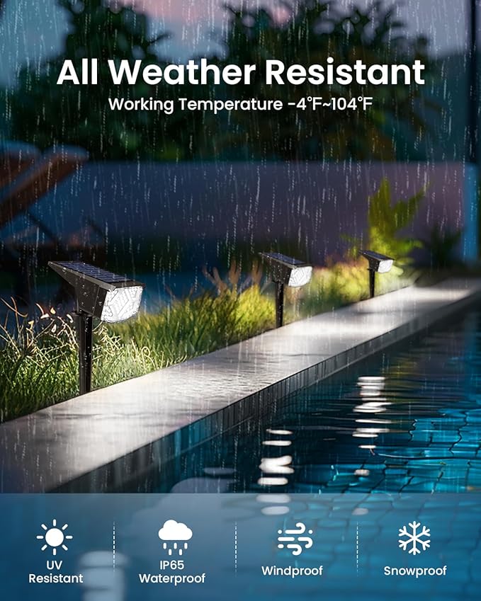 SOLPEX Solar Lights Outdoor Waterproof IP65, Landscape Spotlights Outdoor, Compact Design Spot Lights, Solar Powered Flood Lights for Garden Yard House Pathway Tree Outside, 10 Pack, Cool White