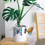 Totority Metal Butterfly Plant Pot Hangers 3Pcs Decorative Glass Flower Pot Hugger Figurines - Unique Outdoor Planter Ornaments & Indoor Garden Art Accessories - Stained Glass Style Present