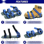 Lawn Aerator Shoes for Lawn, Soil Yard Aerator Tool with Hook & Loop Straps for Effectively Aerating, One Size Fits All Free-Installation Lawn Shoes for Yard Garden Patio Grass, Blue