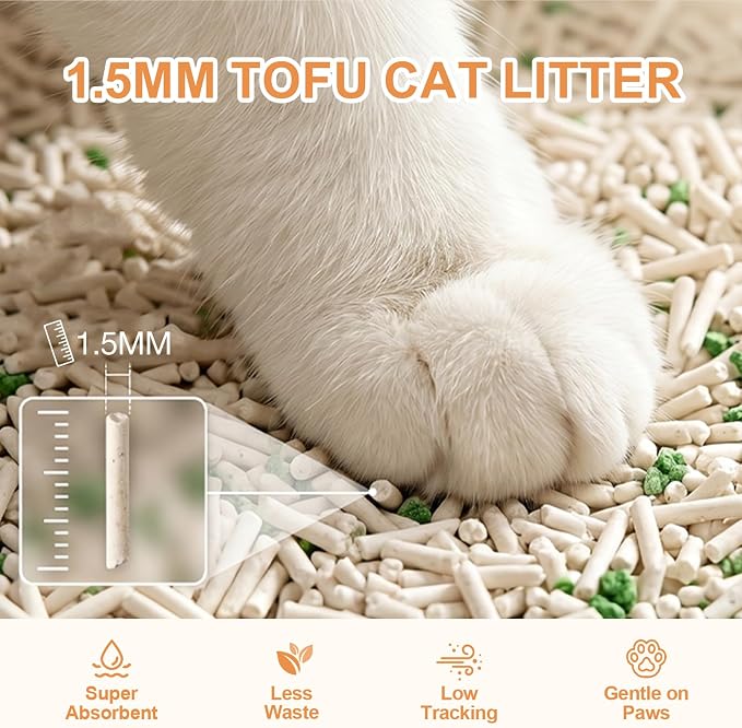 Tofu Cat Litter – Natural Plant-Based & Flushable Unscented Kitty Litter, Low Dust & Low Tracking, Superior Odor Control, Ideal for Multi-Cat Homes, Creamy Scented, 5.5 lb
