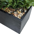 Winlyn 14" Artificial Boxwood Plant Greenery Arrangement Faux Boxwood in Black Rectangular Wooden Planter Potted Herb Plant for Farmhouse Home Decor Wedding Windowsill Mantel Shelf Table Centerpiece