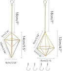 4Pcs Hanging Metal Air Plant Holder with Chain Mini 2 Style Tillandsia Geomitric Airplants Hanger Air Fern Cage Decor for Home and Office