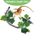 VCEPJH Reptile Climbing Branch Decor 2 Pcs Bendable Jungle Vine with Suction Cup Terrarium Plant Decoration for Gecko Bearded Dragons, Snake,Frogs, Chameleons Cage Accessories (U)