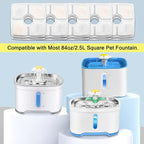 Cat Water Fountain Filters, 16 Pack Replacement Filter Fit for Top Square 84oz/2.5L Cat Pet Fountain, 3 Filtration System.Not compatible with 95oz/2.8L Pet Fountain