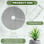 6 Pack Plant Pot Grids with 18 U-Shaped Nails, 11.8 Inch Cuttable Soil Cover Protector from Cats and Animals, Indoor Plant Pot Soil Guard for Outdoor Garden Balcony Adapts to Different Pot Sizes