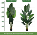 Artificial Bird of Paradise Plant 6 Ft Tall Fake Banana Leaf Plant for Indoors and Outdoors,Faux Palm Tree with Plastic Pot for Office and Home Decor,L180