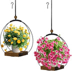 hismocal 2 Pack Hanging Planter for Indoor Plants, Black Plant Hanger with Sturdy Wood Base, Modern Boho Macrame Hanger, Wall Ceiling Window Planter (Plants/Pots Not Included)
