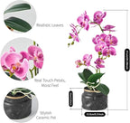 Avoeco Artificial Real Touch Orchid Plant – 20″ Faux Phalaenopsis in Pot – Highly Realistic Silk Orchid Flower & Leaf Texture for Home, Office,Shop & Wedding Décor (Fuchsia, 20”)