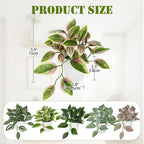 Hollyone Fake Plants 6 Pack Artificial Plants Indoor Faux Plant with White Plastic Pot Small Fake Potted Plant for Home Aesthetic Living Room Bathroom Desk Shelf Office Decor