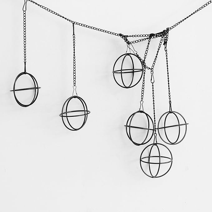 6 Set Air Plants Hanging Holders Black Metal Himmeli Decor Modern Geometric Airplants Planter Air Fern Plants Hanger for for Home for Plant Lovers