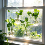 Bunmery 4 pcs Window Propagation Stations, Easy to Install Plant Propagation Bulbs with Suckion Cups, No Nails Wall Hanging Planter Propagation Station, Glass Plant Terrarium Vase