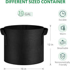 JNYONG 12-Pack 10 Gallon Thickened Non-Woven Grow Bags, Aeration Fabric Pots with Handles