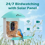 Bird Feeder with Camera, Smart Bird House with Cam for Outside, 2K HD Auto Record Video, AI Identification & Instant Alerts, Solar Powered, Bird Watching Cam for Dad Grandpa Birdlovers, Light Blue