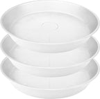 3 Pack of 26 inch Plant Saucer, 4.2" Depth Tray, Large Deep Garden Plastic Flower Planter Plant Trays for Indoors Outdoor Bath Bath (26", Creamy White)