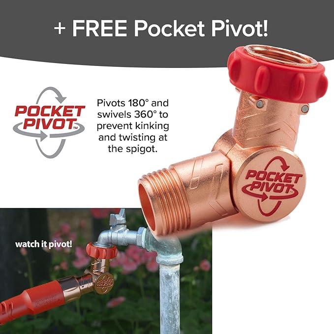 Pocket Hose 75 FT Copper Head Expandable Garden Hose with Pocket Pivot, No Tangles, AS SEEN ON TV, 360° Swivel, Tri-Tex Tubing, Force Field Jacket, Lead-Free, No-Kink, Anti-Burst w/APT