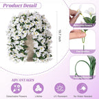 2 pcs Artificial Faux Bougainvillea Flowers Plants for Outdoor Outside Summer Decoration, Fake Silk UV Resistant Long Trailing Vines for Front Door Porch Planter Balcony (White)