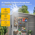 Aoxun 5x3 FT Outdoor Storage Shed, Plastic Resin Garden Shed with Floor for Patio, Lawn, Outdoor Storage Cabinet with Lockable Door for Bike, Tools, Garbage Can, Grey