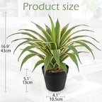 Hollyone Large Artificial Agave Plants 16.9" Tall Fake Agave Plant in Black Pot with Real Stone Pebbles Faux Succulent Aloe Tropical Plants Potted for Indoor Outdoor Home Patio Garden Decor