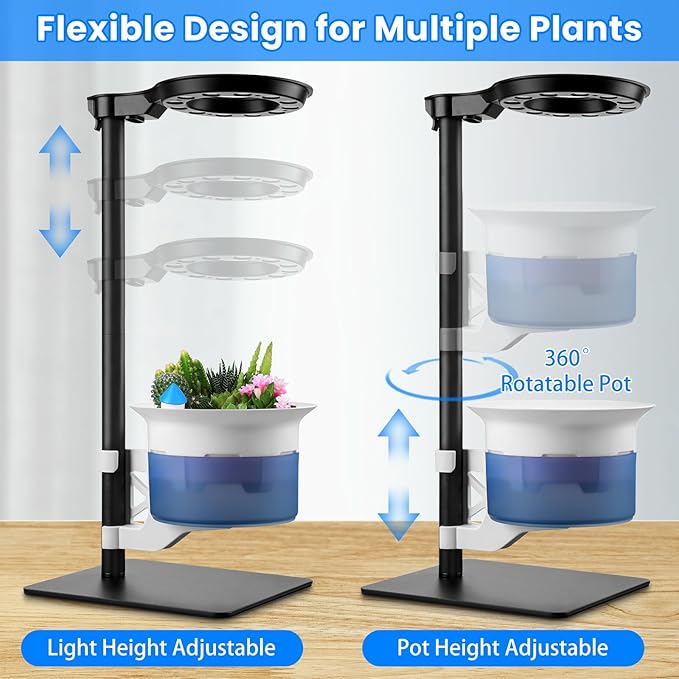 Large Plant Venus Fly Trap Terrarium Kit with Grow Light Timer&Metal Stand, African Violet Pots Self Watering Planter for Herbs,Carnivorous Plants,Gardening for Mom Garden Lover