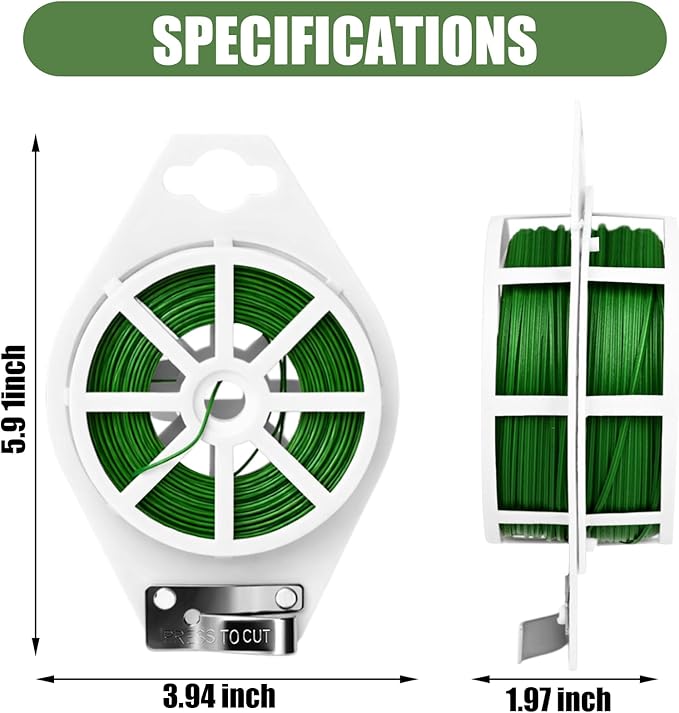 984FT Total (2 Rolls, 492FT Each) Garden Twist Ties with Cutter, Plant Ties for Tomatoes & Vines, Reusable Garden Ties for Gardening, Cable Management & Home Organization