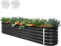 YITAHOME 8x2x1.5ft Large Raised Garden Bed Kit, 17" Tall 9 in 1Galvanized Metal Planter Box with Gloves & Safety, Outdoor Above Ground Planters for Plants Vegetables Flowers, Black