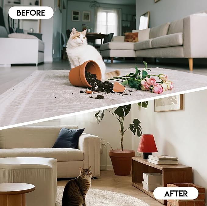 YGAOHF Soil Cover for Indoor Plants, 2 Pcs 20.8" and 3 Pcs 11.8" Plant Pot Grid Cover Protectors from Animals with Stakes, Plastic Cuttable Flower Cover for Cat Digging Stopper, Baby Safety, Brown