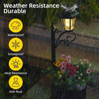 2 Pack Solar Floor Lamps with Planter (2-in-1 Design), 29.5" Outdoor LED Garden Lights - IP44 Waterproof, Warm White Auto-On at Dusk, Easy Install for Lawn, Patio, Porch, Yard & Pathway Decor