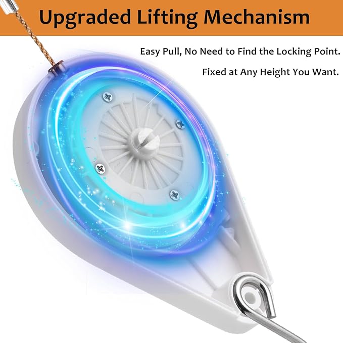 WROSWT Upgraded Retractable Plant Hanger,Plant Pulleys for Hanging Plants,Easy to Raise and Lower,Auto Lock,Heavy Duty,Adjustable Hook for Garden Baskets Pots,Birds Feeder,(3Pcs,White)