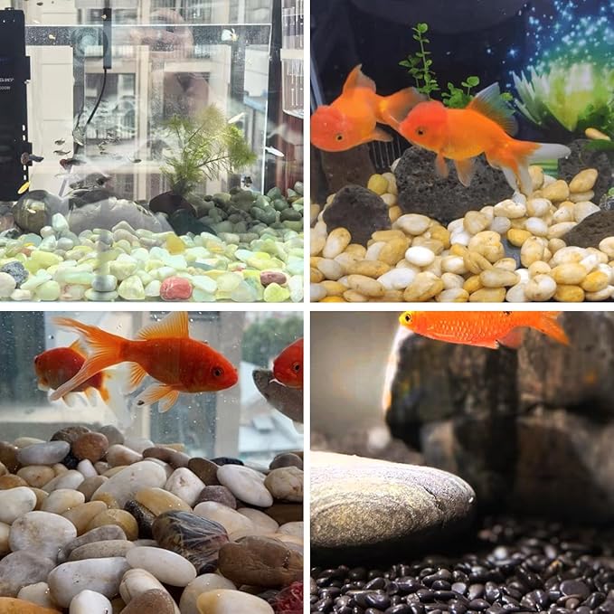 YISZM 40lbs Yellow River Rocks for Landscaping, 1-2 Inch Natural Pebbles for Indoor Plants, High Polished Decorative Stones Garden Outdoor and Indoor DIY Vase Filler Fish Tank Aquariums