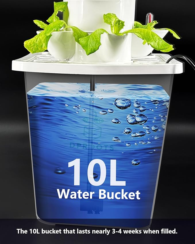 Hydroponics Tower Growing System，45 Pods Vertical Indoor Garden，360° Full-Spectrum Lights, Automatic Water Circulation System，Suitable for Leafy Greens and Herbs，Include Seed Starter Tray
