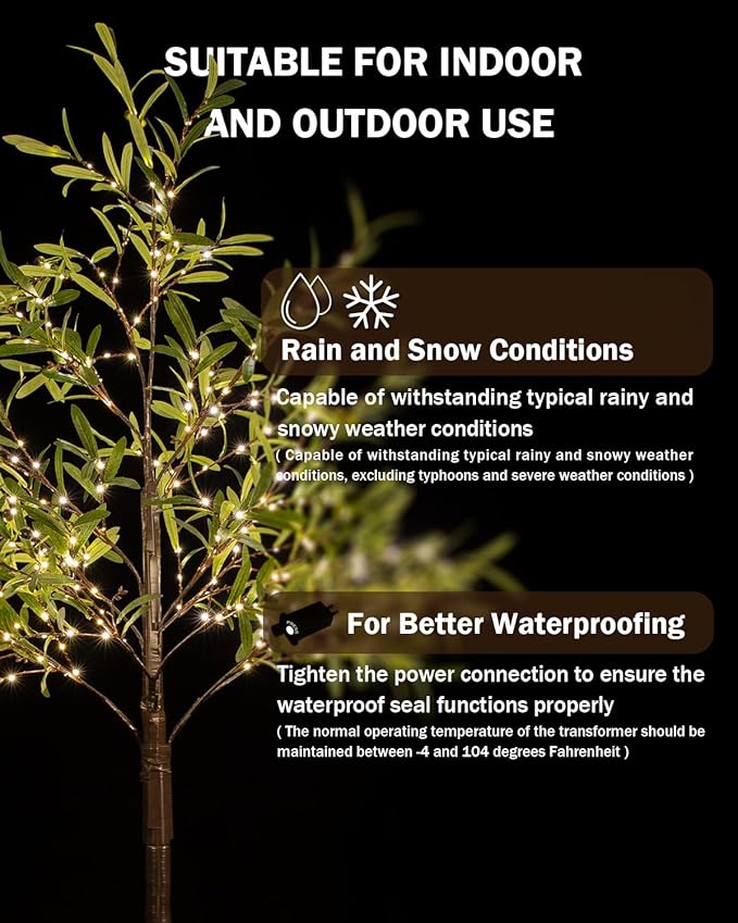 TYBEEU 6ft Lighted Olive Tree with 300 Warm White LED Lights, Dimmable, Ideal for Indoor & Outdoor Holiday Decor, Home, Garden, Wedding & Party