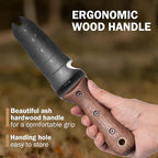 ROYTOA Hori Hori Garden Knife, Garden Tools with Sheath for Weeding,Planting,Digging, 7" Stainless Steel Blade with Cutting Edge, Full-Tang Wood Handle with Hanging Hole