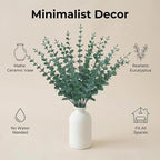 16" Artificial Eucalyptus Stems Potted Plant - Realistic Small Fake Desk Plants for Office Home Decor, Faux Plants in Frosted Ceramic Vase for Indoor Spaces, Wedding Centerpieces Table Decor（20 pcs）