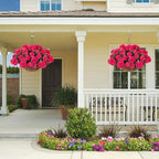 INSPRING Geraniums Artificial Flowers Hanging Basket for Outdoors Outside Spring Decoration, 8 Bundles Silk Flowers Fake Plants Look Real UV Resistant for Porch Home Patio Balcony Yard, Hotpink