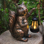 Garden Statues Squirrel Solar Figurine Decor Outdoor Waterproof Lights , Yard Decorations Outdoor, Garden Decor Unique Birthday Housewarming Gifts for Mom (Squirrel 2)