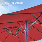 SUPERJARE 13FT Outdoor Umbrella for Patio, Double sided Pool Umbrellas with Fade Resistant Canopy, Large Table Umbrella for Deck, Market, Backyard - Burgundy(No Base)