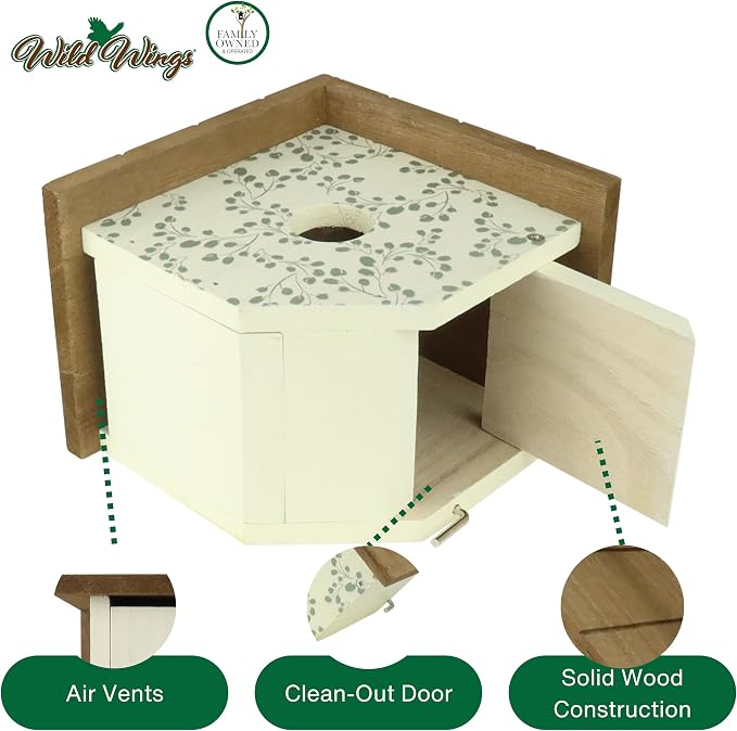 Wild Wings Decorative Wren House Ivy Perch, White