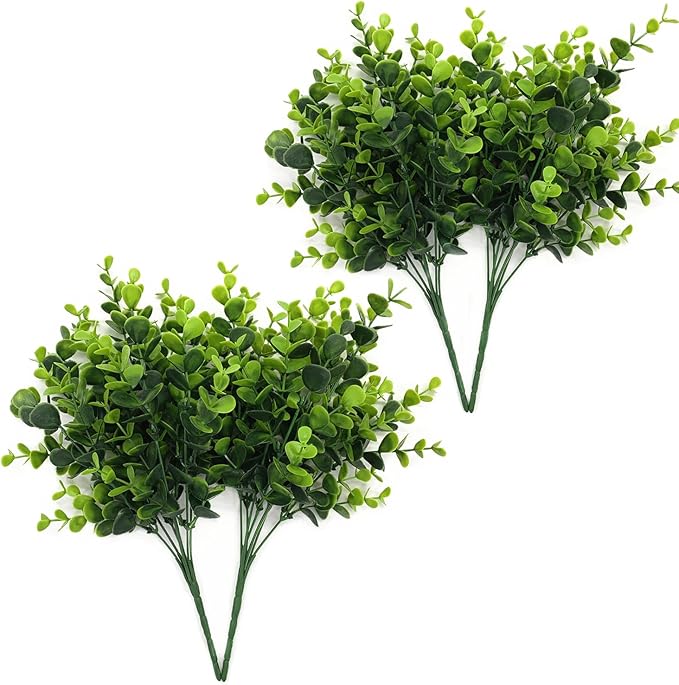 CATTREE Artificial Eucalyptus Shrubs Fake Plant, Faux Branches Stems Decoration Arrangements Greenery Leaf Bud for Home Farmhouse Wedding Bouquets Table Centerpieces Vases Flower Floral Décor 4 Pack